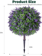 2 Pack Artificial Urn Filler, Artificial Lavender Topiary Shrubs, UV-Resistant Evergreen Plants, Indoor/Outdoor Decoration, Suitable for porches, courtyards, Gardens, and Flower beds