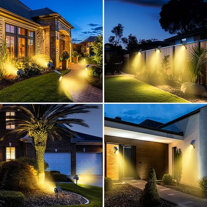 nipify 1 Pack Solar Spot Lights Outdoor Waterproof with 3 Modes, Solar Spotlight Light for Outside Yard Landscape Lighting Pathway Lights Wall,Warm White