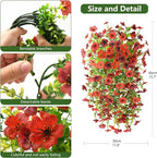 Homsunny Artificial Fake Flowers Plants for Outdoor Decoration, 2 PCS Faux Mums Summer Flowers for Outside UV Resistant Realistic for Porch Patio Garden Yard Balcony Home Decor(Red Brown)