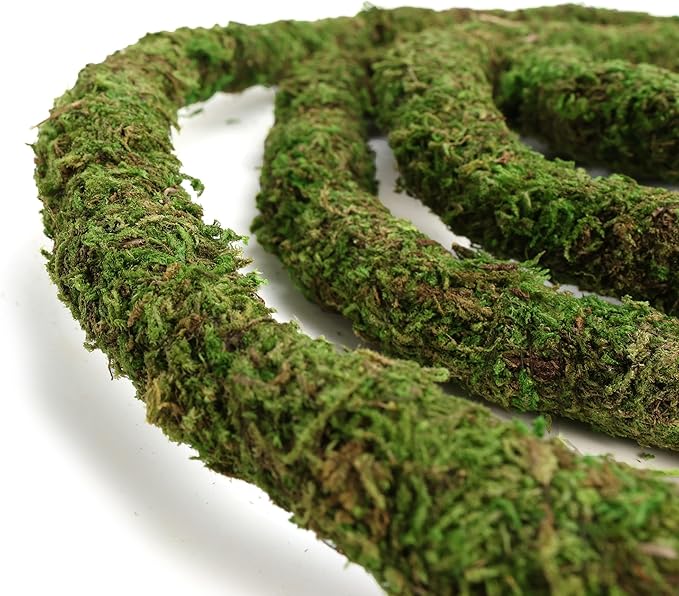 USMOLA Moss Vine for Reptiles, Bendable Climbing Vines Reptile Tank Accessories, Natural Moss Rope for Leopard Gecko, Lizard, Snake, Chameleon, Frog Terrarium Decor (Jungle Green, 6.5 FT)