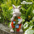 Nacome Solar Garden Outdoor Statues Bunny with Succulent and 7 LED Lights – Lawn Decor for Patio, Balcony, Yard Ornament for Mom Grandma Women