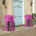 ATTGREAT Artificial Bougainvillea for Outdoors Faux Plants UV Resistant Flowers Fake Plastic Plants Realistic Silk Flowers for Porch Planter Garden Outside Hanging Decoration, 2Pcs (Purple Red)