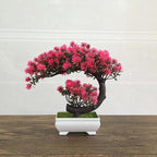 Fake Plants Small Artificial Bonsai Tree for Home Decor Living Room Bathroom Bookshelf Entryway Table Wall Shelf Modern Farmhouse Decor, 8.5" Tall, Magenta