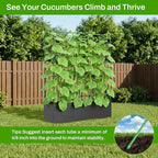 U-Shape Cucumber Trellis with Grow Bag, 64" Tall Metal Garden Trellis for Climbing Plants Outdoor, Reusable Cucumber Trellis for Raised Bed with Garden Netting for Tomatoes, Peas, Plant Vines Support
