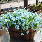Artificial Flowers for Outdoor, UV Resistant Fake Silk Pansies Flowers, Realistic Faux Plants for Outside Indoor Porch Patio Window Box Planter Home Decor (16, Blue)