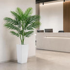 Garvee 4.2FT Artificial Palm Tree, Tall Faux Tropical Areca Plants with White Tall Planter, Fake Potted Tree with Lifelike Leaves for Indoor Living Room Bedroom Home Office Decor