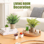 Veryhome 6Pcs Small Fake Plants - Mini Succulents Plants Artificial Greenery Potted Plant Indoor, Faux Rosemary Fern in Pots for Home Room Office Desk Table Shelf Bathroom Modern Farmhouse Decor