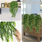 Artificial Hanging Vines, Fake Greenery Ivy Plastic Leaves Plants Faux Plant Foliage for Wedding Party Home Garden Wall Office Bedroom Decoration Indoor Outdoor Baskets Lights DIY Table Decor - 4 Pack