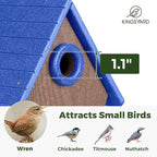 Kingsyard Recycled Plastic Bird House for Outdoors - Hanging Nesting Box with Predator Guard & Air Vents for Wren Finch Chickadee, Blue