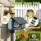 Solar Sprinkler Timer, Solar & Type-C Rechargeable Water Timer for Garden Hose, Programmable Faucet System with Rain Delay/Manual/Auto Mode, Digital Irrigation Controller for Lawn/Yard/Pool