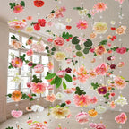 Suncalla 6 Pcs 35.4ft Hanging Flowers Garlands Backdrop Lighted Floating Fake Wildflower Vines LED Floral Garland Ceiling for Spring Wedding Bridal Shower Birthday Graduation Party(Lovely,Multicolor)
