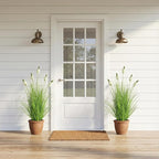 Artificial Plants Indoor Tall Grass Plants with Hyacinth Flower 35.4In Tall Artificial Ornamental Grass Green Onions Outdoor Fake Plants with Black Pot Home Office Decorative (1 Pack,White)