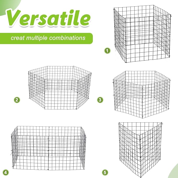 Zubebe 10 Pack Small Wire Plant Protectors Square Plant Protectors from Animals Mesh Cage Chicken Wire Cloche for Shrubs with Ground Stakes and Nylon Ties(Thickness 2mm,Black)