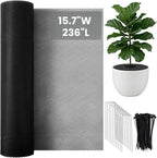 Cuttable Plant Pot Grid Set, 15.7" W x 236" L Indoor Plant Protector from Cats, Pot Soil Cover Protector from Animals with Stakes & Zip Ties for Garden Balcony, Fits Different Pot Sizes(Black)