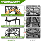 Gayuteay Garden Hose Holder – Water Hose Reel Stand with Storage Basket Holds 151ft, Heavy Duty Freestanding Garden Hanger Storage Rack for Outside Yard Lawn Farm