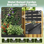 Metal Raised Garden Bed with HDPE Trellis, 45"x16"x59" Planter Box for Vegetables & Climbing Plants, Outdoor HDPE Privacy Screen Planter with Drainage Holes for Patio, Backyard, Garden