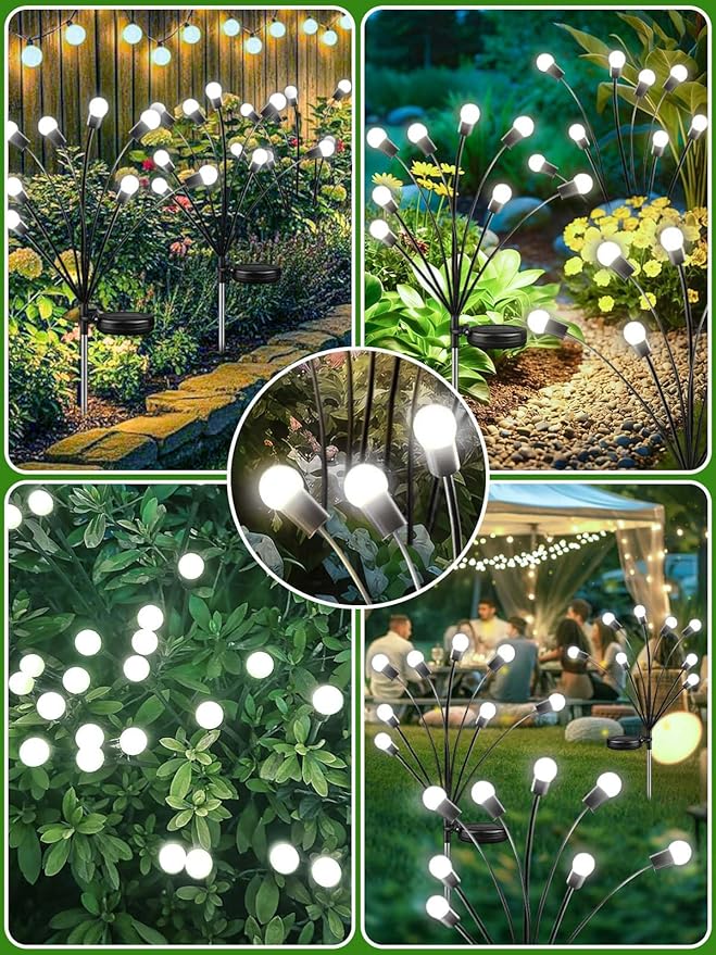 2026 Upgraded Solar Lights Outdoor, 8 Pack Solar Garden Lights with 2 Modes, Firefly Lights Outdoor Waterproof, Sway by Wind, Twinkle Firefly Light for Yard Patio Path Garden Decoration (Cool White)