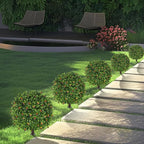 Grooy 2 Pack Artificial Olive Topiary Tree, Artificial Shrub Bushes with Ground Spike, Fake Evergreen Tree for Porch, Artificial Plants for Outdoor Planters Indoor UV Resistant