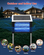LANGY 10W Solar Bug Zapper Outdoor, 4500V Mosquito Zapper Outdoor Solar Waterproof Fly Zapper w 365nm Light, 5Ah Battery, 16.4ft Cord & Brush, Rechargeable Wireless Fly Insect Zapper Mosquitos Trap
