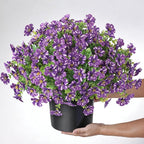 Artificial Morning Glory & Eucalyptus Topiary Trees - Set of 2 Faux Silk Flower Potted Plants, UV-Resistant Fake Outdoor Morning Glory Bushes for Front Door, Yard, Farmhouse, Garden Decor (Purple)