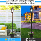 Derynome 72" Solar Lights Outdoor, 6000K Waterproof Solar Post Lamp Ligts with Planter, Dusk to Dawn Garden Lights for Backyard, Pathway, Patio,Lawn, Driveway Decor