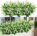 12 Bundles Outdoor Artificial Flowers UV Resistant Fake Boxwood Plants, Faux Greenery for Indoor Outside Hanging Plants Garden Porch Window Box Home Wedding Farmhouse Décor (Milk Green)