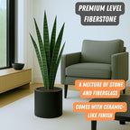 Fox & Fern 10 Inch Black Plant Pot with Drainage Plug — Premium Lightweight Fiberstone Matte Black Planter, 10 Inch Pots for Plants, for Indoor & Outdoor Use, Weather Resistant & UV Resistant
