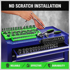 Magnetic Socket Organizer Holder Tool: 8PCS Set includes 2PCS 1/4", 4PCS 3/8", 2PCS 1/2" Drive Socket Storage Trays Toolboxs, Holding 199 Slots Soft Rubber Covering Black Green (sockets not included)