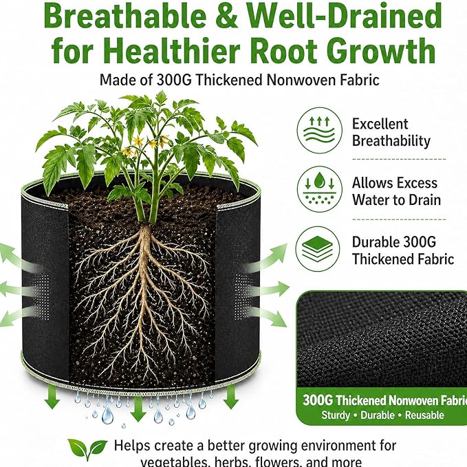 Delxo Garden Grow Bags 1 Gallon 10 Pack Plant Growing Bags Small Fabric Pots for Planting, Vegetable