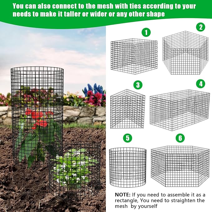 5 Pack Plant Protector from Animals, 24x12 inch Wire Plant Cages Mesh Plant Cage Garden Plant Protector, Sturdy Bunny Barricades Chicken Wire Cloche Plant Protectors for Keeping Bunny Animals Out