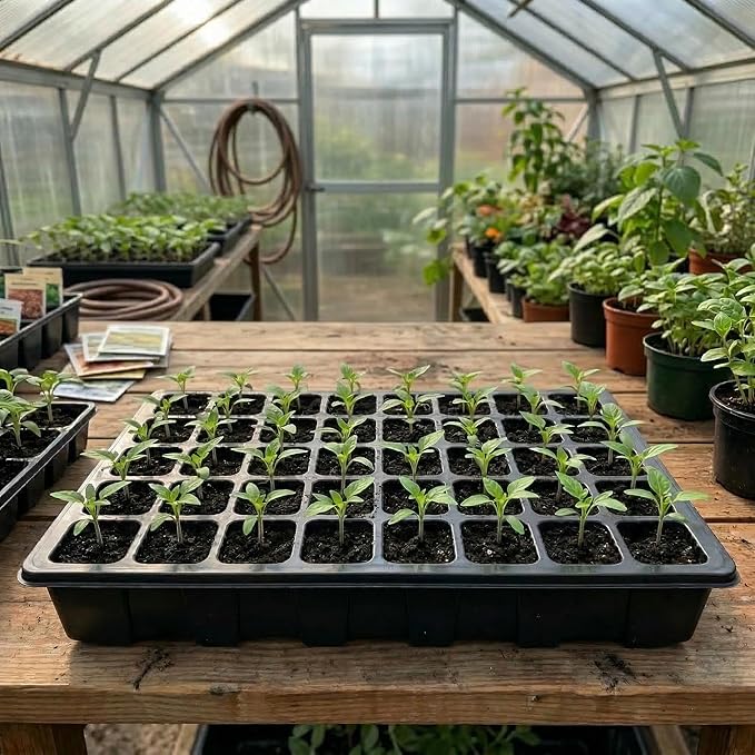 Gardzen 10-Set Garden Propagator Set, Seed Tray Kits with 400-Cell, Seed Starter Tray with Dome and Base 15" x 9" (40-Cell Per Tray)