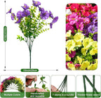 Fanfantoey Artificial Flowers for Outdoor, UV Resistant Fake Plants Outside Decoration, 14 Pcs Realistic Silk Morning Glory Faux Flowers for Porch Patio Gardens Home Decor(14, 6 Mixed)
