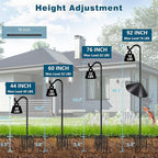 Gtongoko Bird Feeder Pole Squirrel Proof 92 Inch Shepherds Hook for Outdoor with Squirrel Baffles Adjustable Heavy Duty with 7 Prongs Base for Hanging Plants, Bird Feeders, Black