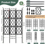 5.25FT Garden Trellis Support Fence,Metal Wall Lattice Climbing Frame for Climbing Plants Outdoor, Black Iron Pipe Fence for Potted Plants Indoor for Ivy Vines Vegetable Flower, Patio, Lawn, Yard