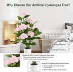 3FT Artificial Hydrangea Tree 2 Pack, Realistic Faux Hydrangea Plants in Pot with Pink Flowers, Lifelike Faux Greenery Home Indoor Outdoor Front Porch Garden or Wedding, Pink