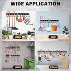ELEAD 68'' All Metal Adjustable Garden Tool Organizer: Garage Tool Organizer Wall Mount with Black Hooks, Garage Organizers and Storage, Tool Hangers for Shed
