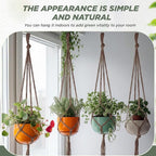 EBOOT 2 Pack 41 48 Inch Large Macrame Plant Hanger Rope to Hang Flower Pot Plant Holder for Indoor Outdoor Decorations, 4 Legs (Linen Color)
