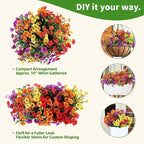 Artificial Outdoor Flowers, Realistic UV Resistant Waterproof Faux Plants, Full Looking Fake Flowers for Porch Planters Hanging Baskets Garden Patio Yard Outdoor Decor, 12 Bundles 4 Colors