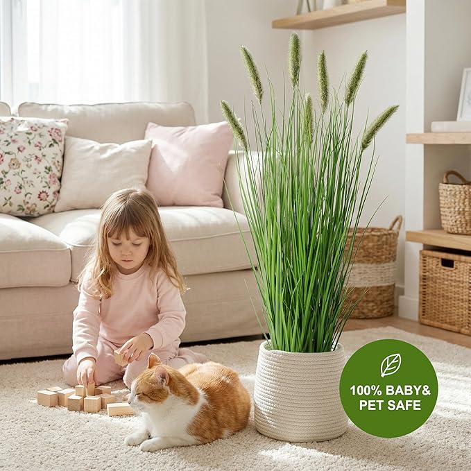 Artificial Cattail Reed Grass Plants Indoor ，Faux Cattail Grass Plant Artificial Plant Grass Outdoor,Fake Grass Tall Green Onions Fake Plant， Living Room Kitchen Office Decoration 47“1 Pcs