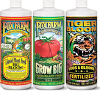 FoxFarm Soil Liquid Trio Pack - Big Bloom, Grow Big, Tiger Bloom Fertilizers Supports Vigorous Plant Growth, Bud Development & Abundant Fruit - Complete Liquid Plant Food Set - 3 Quart Bottles