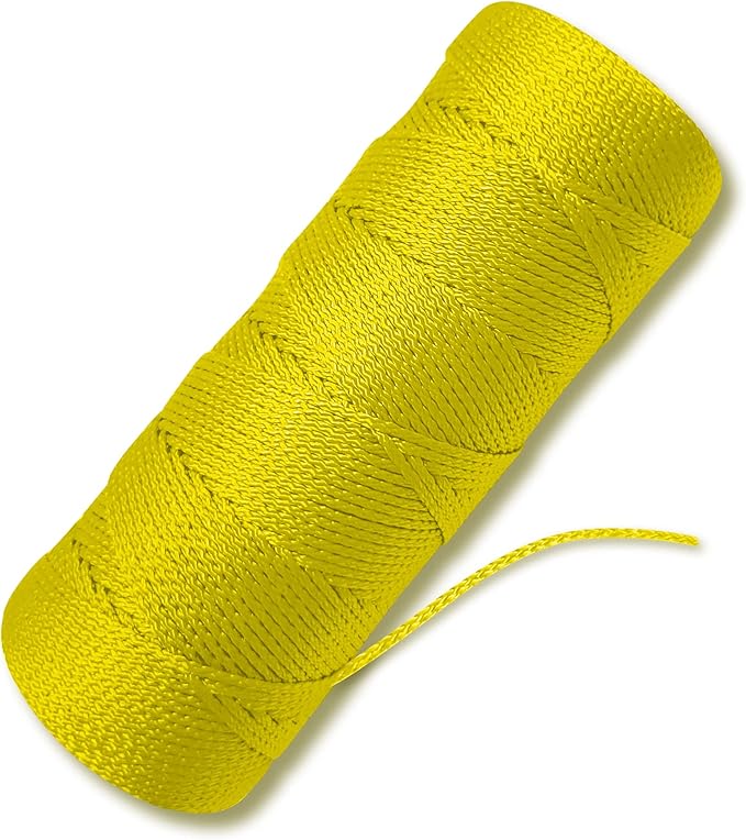 Yellow Mason Line String Line - #18 Braided Nylon String - 500 Ft Length - Nylon Twine for Gardening Or Masonry Tools - Perfect Construction String for A String Level, Twine String for Gardening