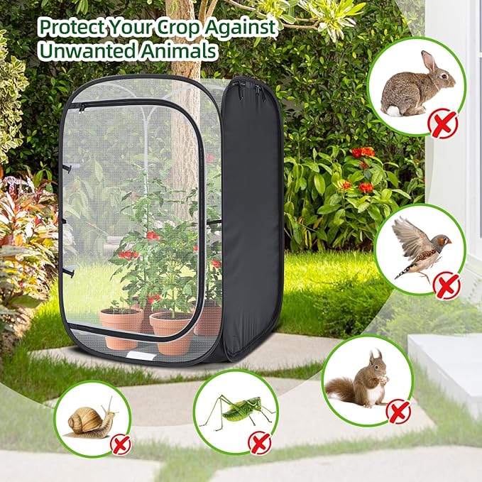 Ohuhu Mesh Plant Cover, Pop Up Garden Plant Protector Strawberry Cover Wind Protection for Plants Outdoor - Plants Screen Covers Tent Protect Fruit, Vegetables Flowers Herbs Outside from Birds Insects