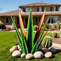 24” Large Metal Agave Plants Outdoor Decor, Vintage Green Tequila Rustic Sculpture Outdoor Statues, Agave Metal Plants for Yard Garden Lawn Ornaments，Artisan Metal Agave Landscape Decor