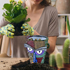 Midogaigai Abstract Face Planter Pots for Plants,Hand-Painted Colorful Flower Pots with Drainage, Indoor Outdoor Garden Decor Gift(Classic,Small)