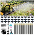 Drip Irrigation System, 100FT 1/4" Garden Watering for Outdoor Plants & Raised Beds, 30pcs Upgraded Brass Nozzles 360° Adjustable Misting Kit, UV-Resistant Tubing for Greenhouse, Lawn & Patio Cooling