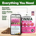 HOME GROWN Pink Zinnia Seeds – 1500 Luminosa Zinnias, Easy to Grow Annual Flower Seeds for Planting Outdoors for 2026, Fast Blooming, Heat Tolerant Herb Seed Garden Companion (Zinnia elegans)