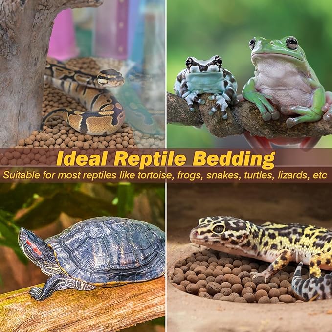 ZeeDix 4 LBS Reptile Substrate Leca Balls - 100% Organic Expanded Clay Pebbles, Ideal Bioactive Terrarium Clay Balls Substrate for Reptile Terrarium Tank, Bearded Dragon, Tortoise, Gecko, Snake & Frog