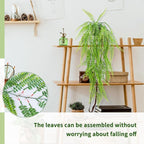LOYWREE 2Pack Small Fake Hanging Plant with Pot, Artificial Potted Fern Plant, 28.7-in Long Faux Hanging Ferns Vine Plant for Shelf Home Office Indoor Outdoor Garden Greenery Decor (Black Pot)