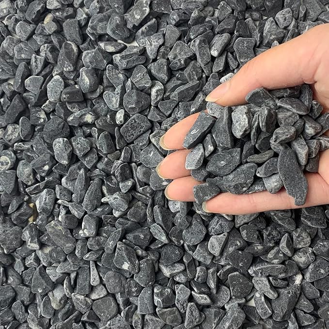 FANTIAN 10LB Black Pea Gravel for Landscaping, 3/8 Inch Black Pebbles for Plants Cactus Succulent Fish Tank and Garden Black Stones