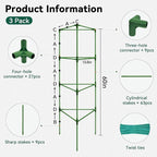 Halatool 3 Pack Tomato Cages for Graden 60 Inch, Adjustable Metal Tall Heavy Duty Tomato Trellis Plant Support, Foldable Tomatoes Stakes for Climbing Vegetables Flowers Fruits